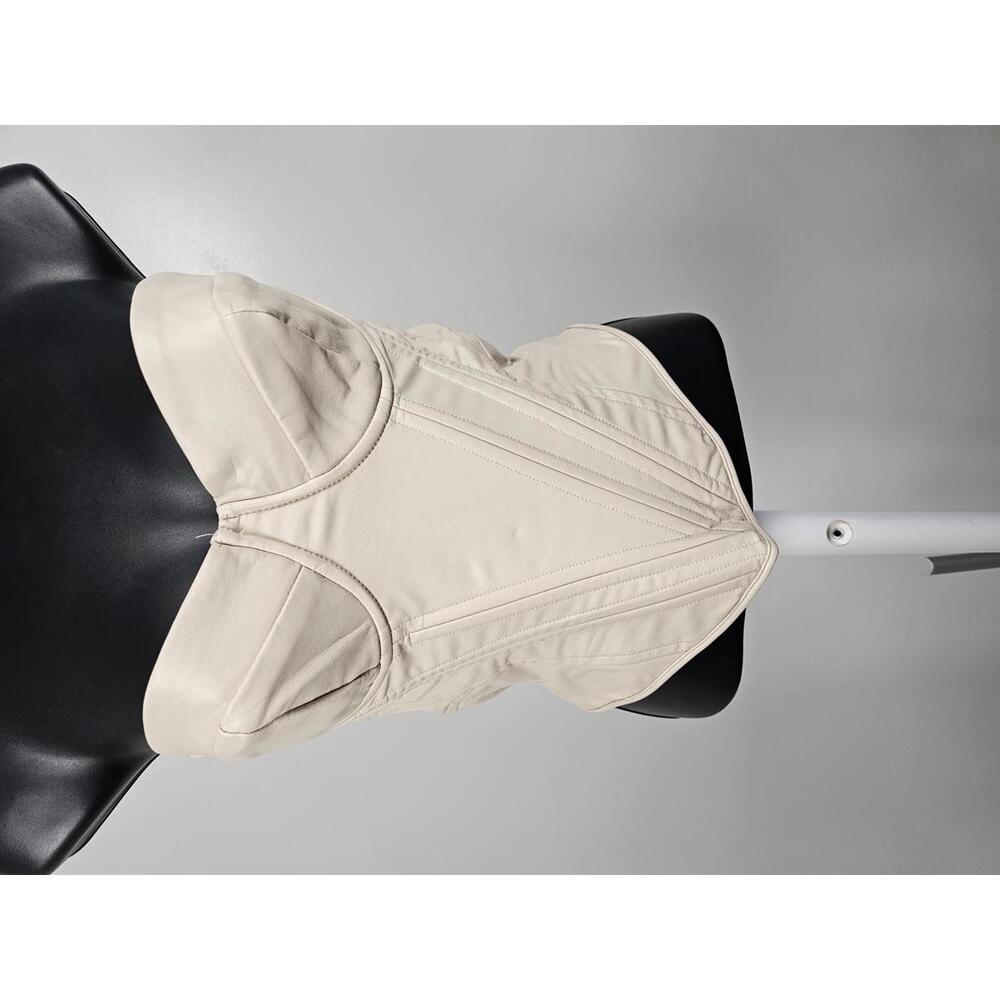 Beige Strapless Faux Leather Corset Bustier Top